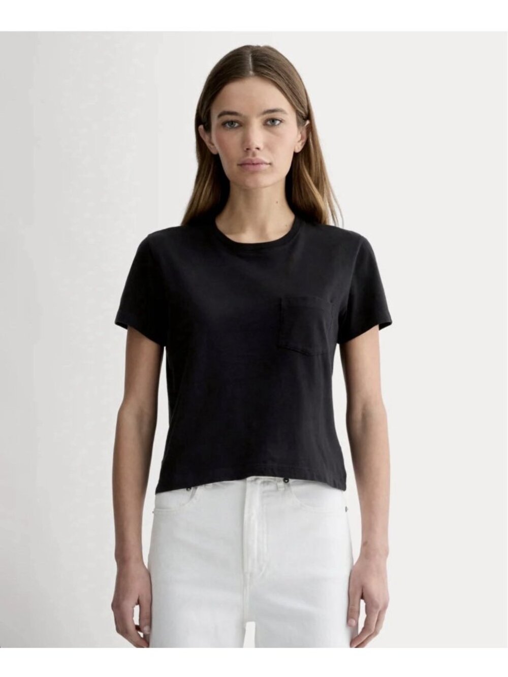 Everlane Womens The Box-Cut Tee In Essential Black Small Short Sleeve Minimalist